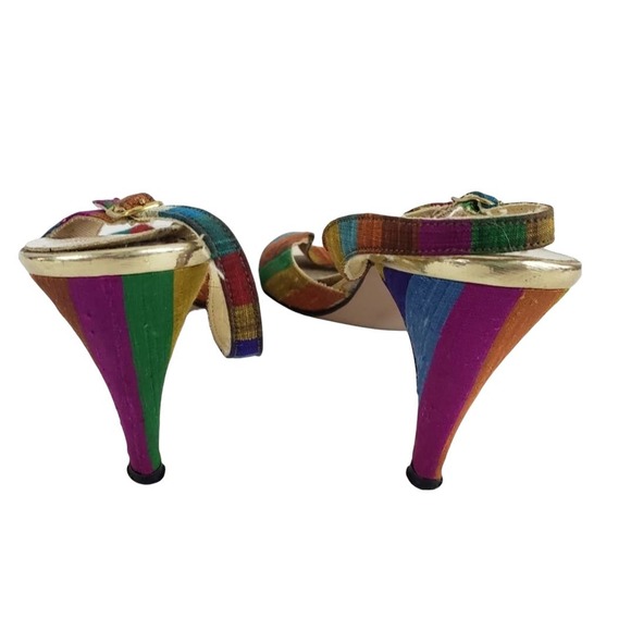 Paulette Rainbow Slingback Heel Peep Toe 7M - Picture 4 of 8